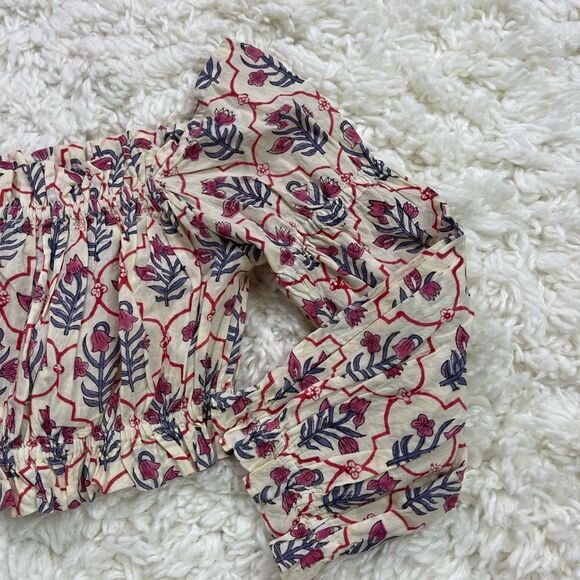 CJ Laing Printed Off The Shoulder Smocked Stretch Crop Top - Picture 5 of 5